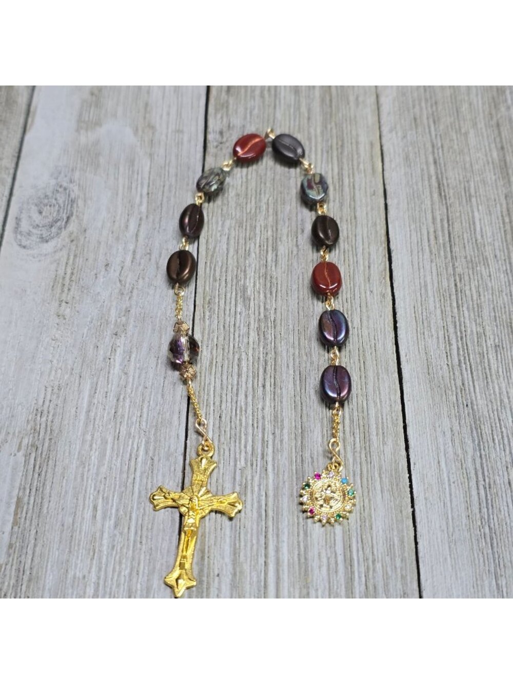 Unique Gold Colored Coffee Bean Single Decade Rosary Fun Christmas/Easter Gift